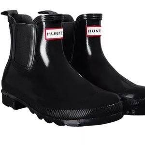Hunter Black Gloss Chelsea Rain Boots for Kids